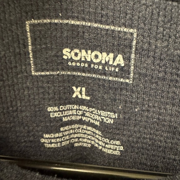 Navy Blue Men's Long Sleeve Henley Sonoma Cotton Blend Size XL - Picture 3 of 8